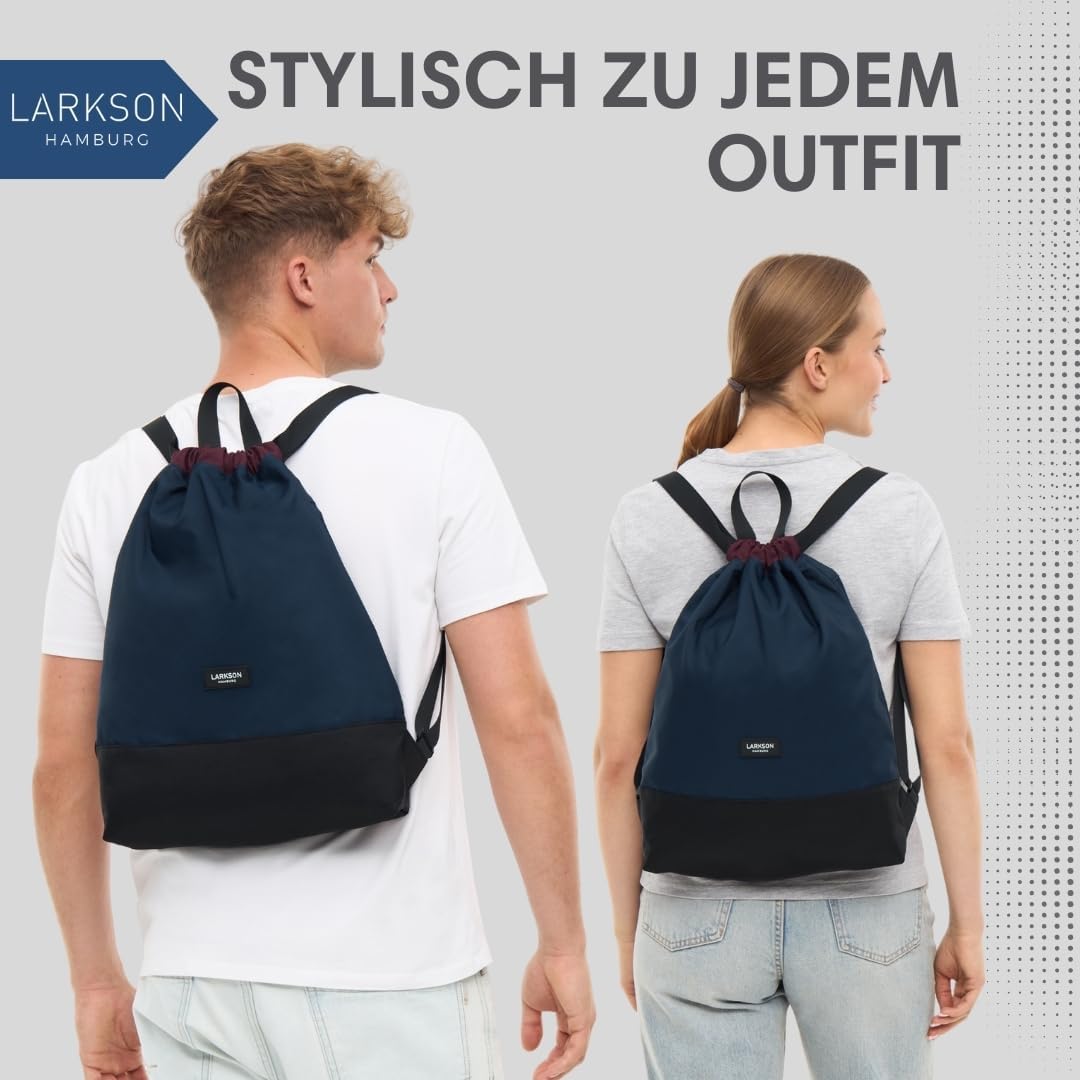 LARKSON Turnbeutel Damen &amp; Herren Blau Rot - No 7 - Rucksack Damen für Sport und Festival - Beutel R
