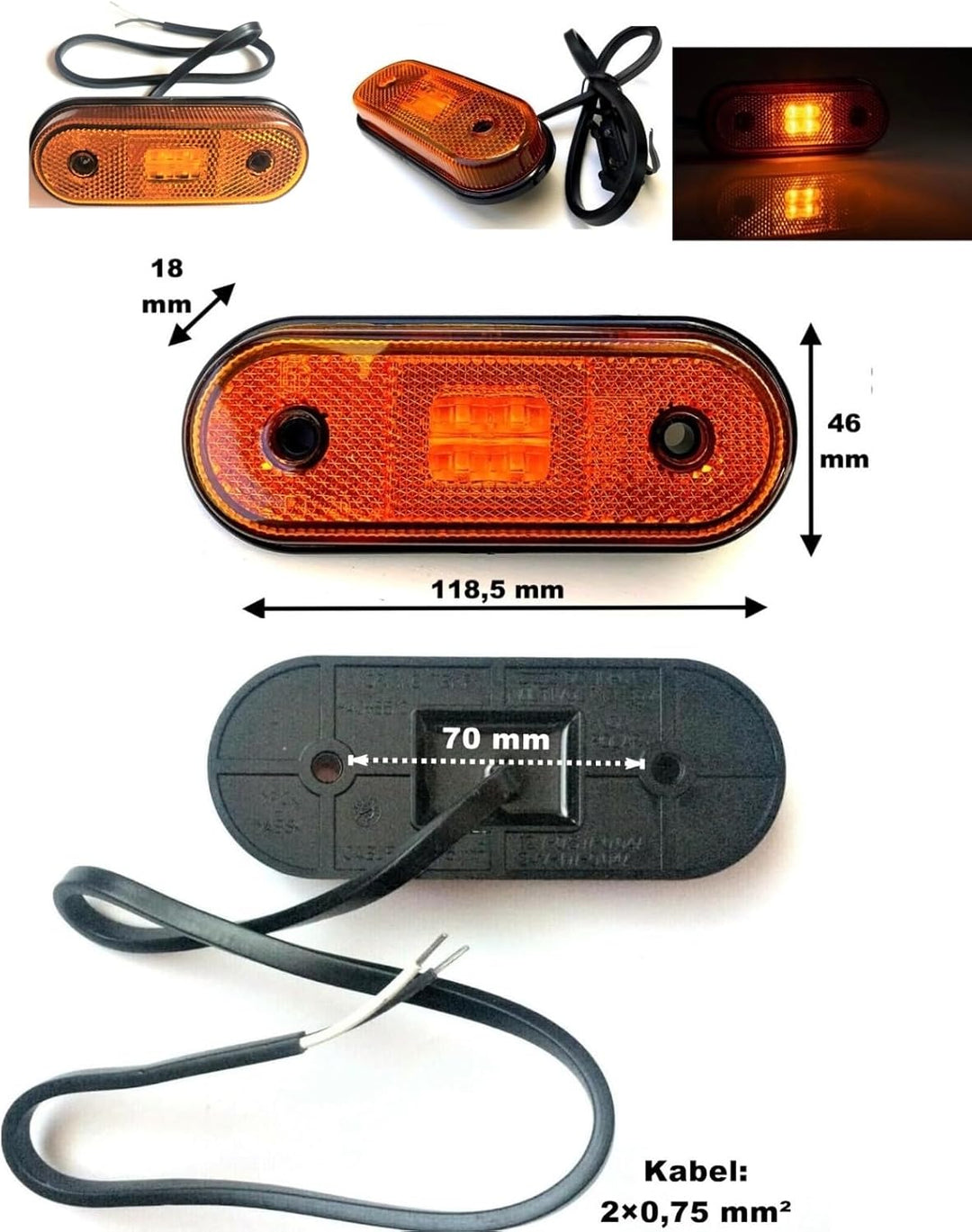 Anhängerbeleuchtung LED Rückleuchten 6x LED Umrissleuchte 13 pol. Kabel 7,7m SET