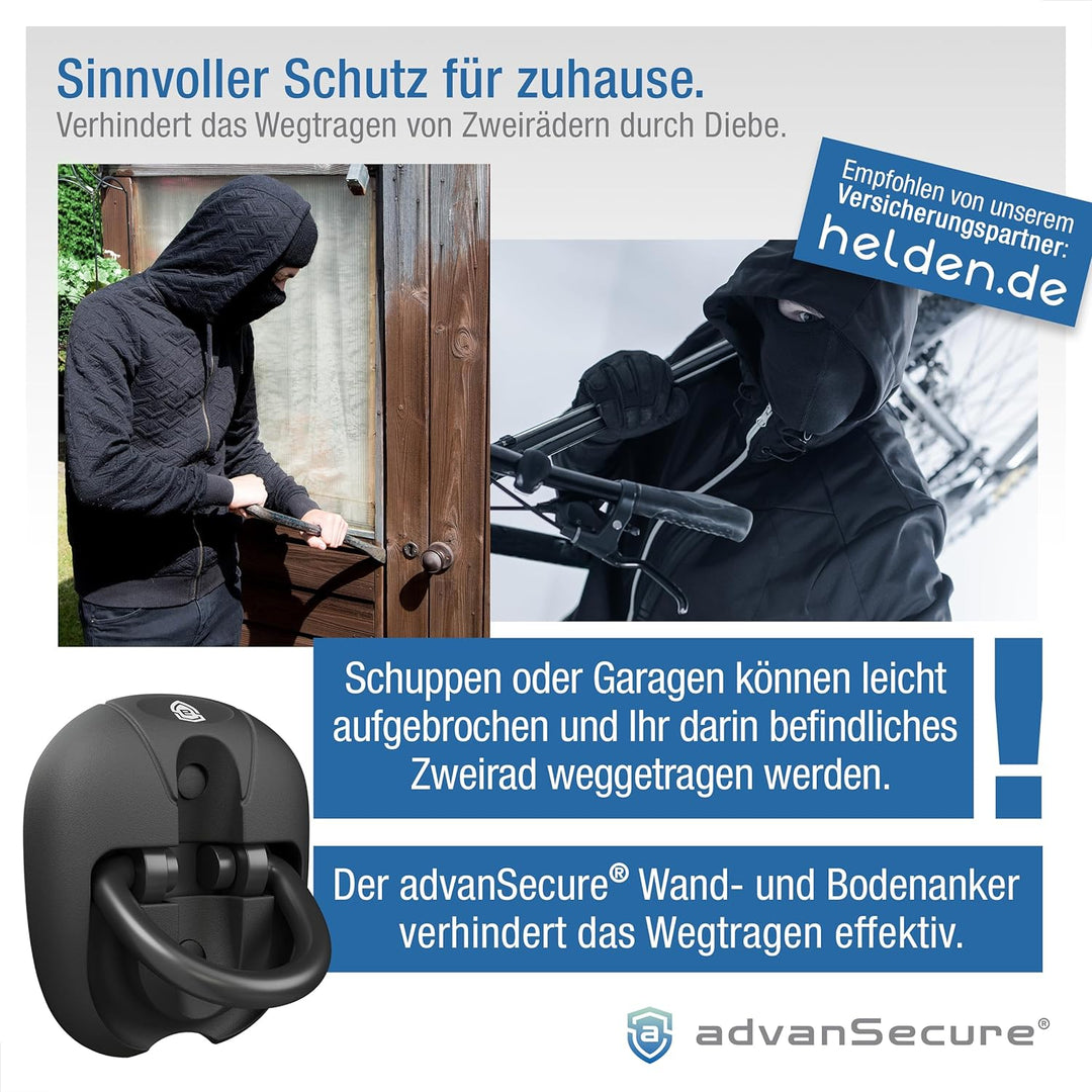 advanSecure® Wandanker Bodenanker | für E-Bike Motorrad und teure Fahrräder | für sicheres Anschlies