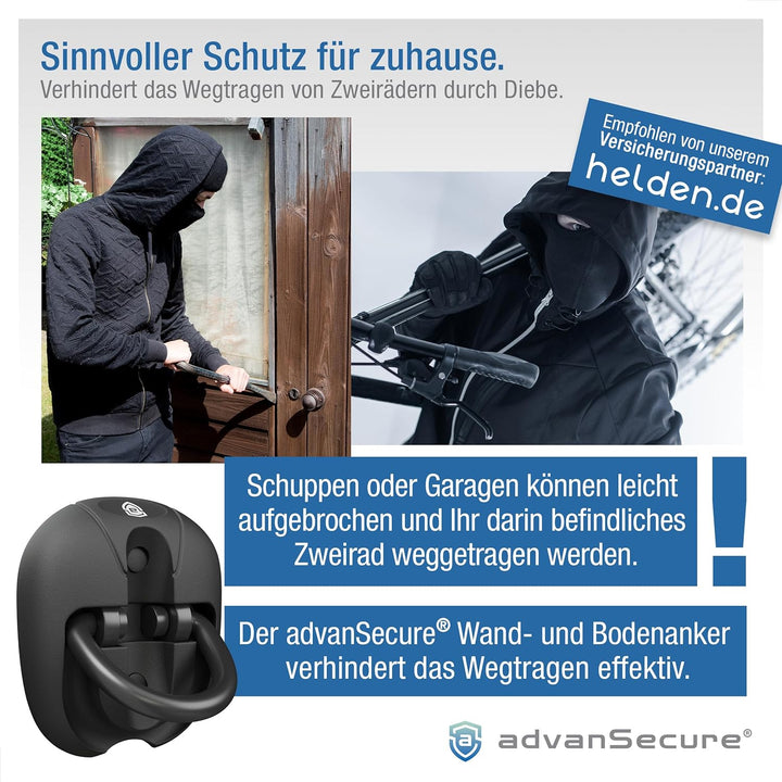 advanSecure® Wandanker Bodenanker | für E-Bike Motorrad und teure Fahrräder | für sicheres Anschlies
