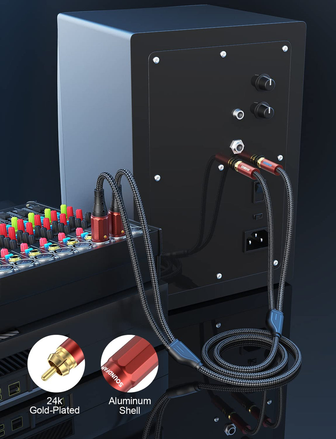 SOUNDFAM Dual Cinch auf XLR Kabel, PREMIUM 2RCA-Stecker auf 2XLR-Stecker Audio Verbindungs Kabel - 1