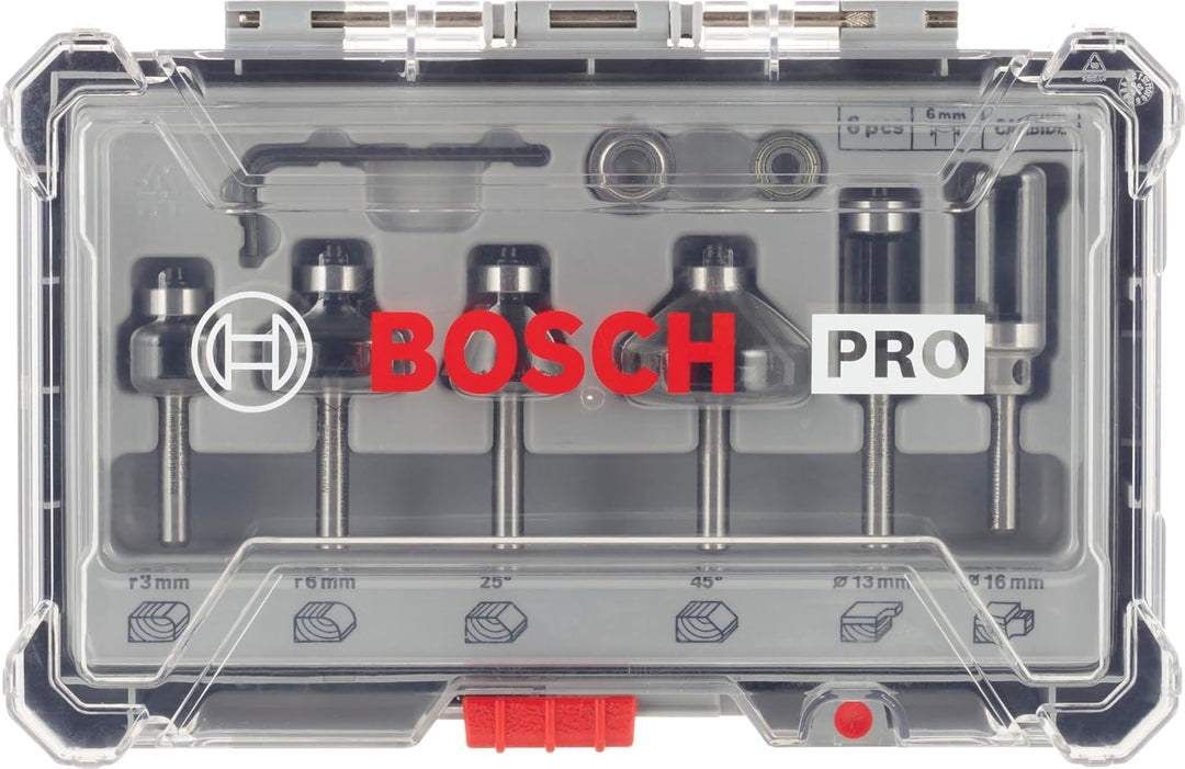 Bosch Professional 6tlg. Rand- und Kantenfräser Set (für Holz, für Oberfräsen mit 6 mm Schaft) 6 tlg