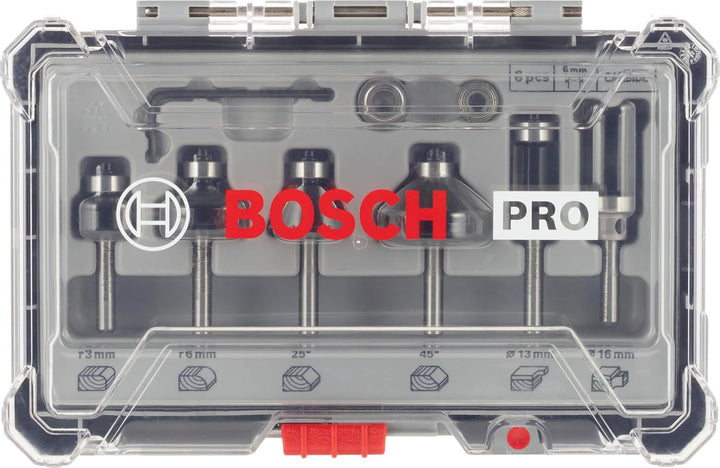 Bosch Professional 6tlg. Rand- und Kantenfräser Set (für Holz, für Oberfräsen mit 6 mm Schaft) 6 tlg