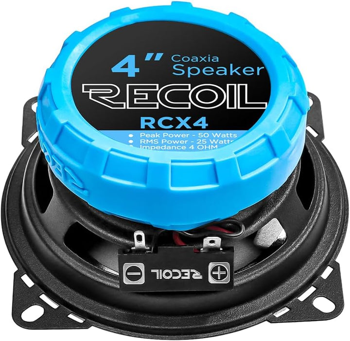 RECOIL RCX-4 Echo 2-Wege Koaxiallautsprecher Set für Auto 100mm (4 Zoll) - 90 Watt Peak | 45 Watt RM