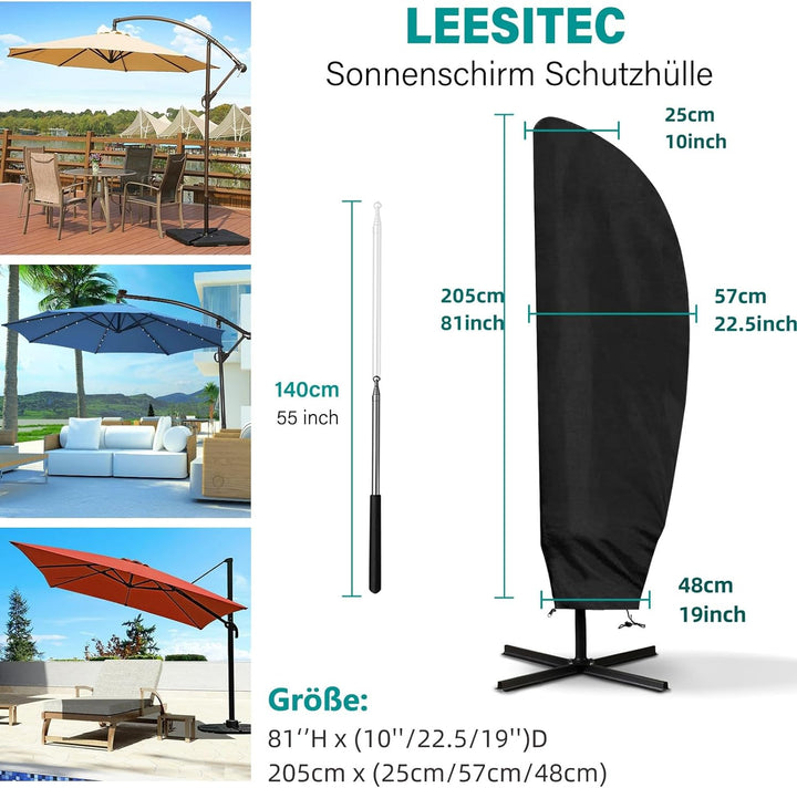 LEESITEC Sonnenschirm Schutzhülle,Sonnenschirm Abdeckung für 2 bis 4 M Grosse Sonnenschirm Schutzhül