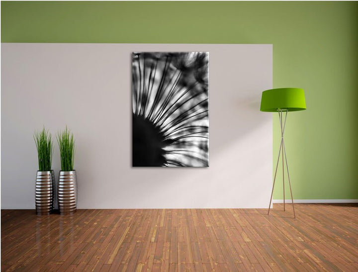 Pixxprint Monocrome, Pusteblume schwarz/weiss, Format: 100x70 auf Leinwand, 100x70