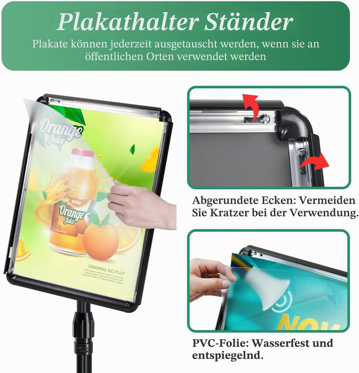 Mutualsign 2 Packungen A4-Schilderhalter Ständer Display Poster Ständer Werbung Schnapprahmen Schild