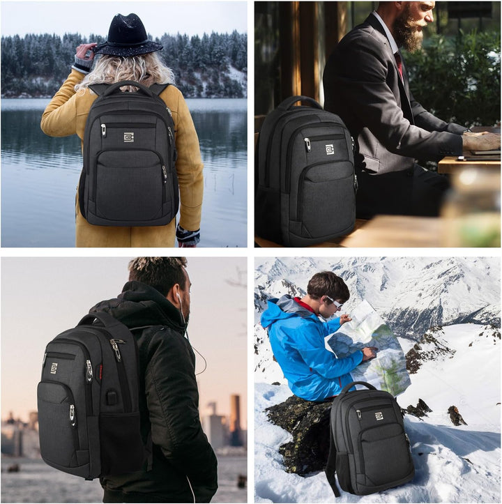 marcello Rucksack Herren, 17,3 Zoll Laptop Rucksäcke mit USB-Ladeanschluss für Arbeit Schule Uni Sch