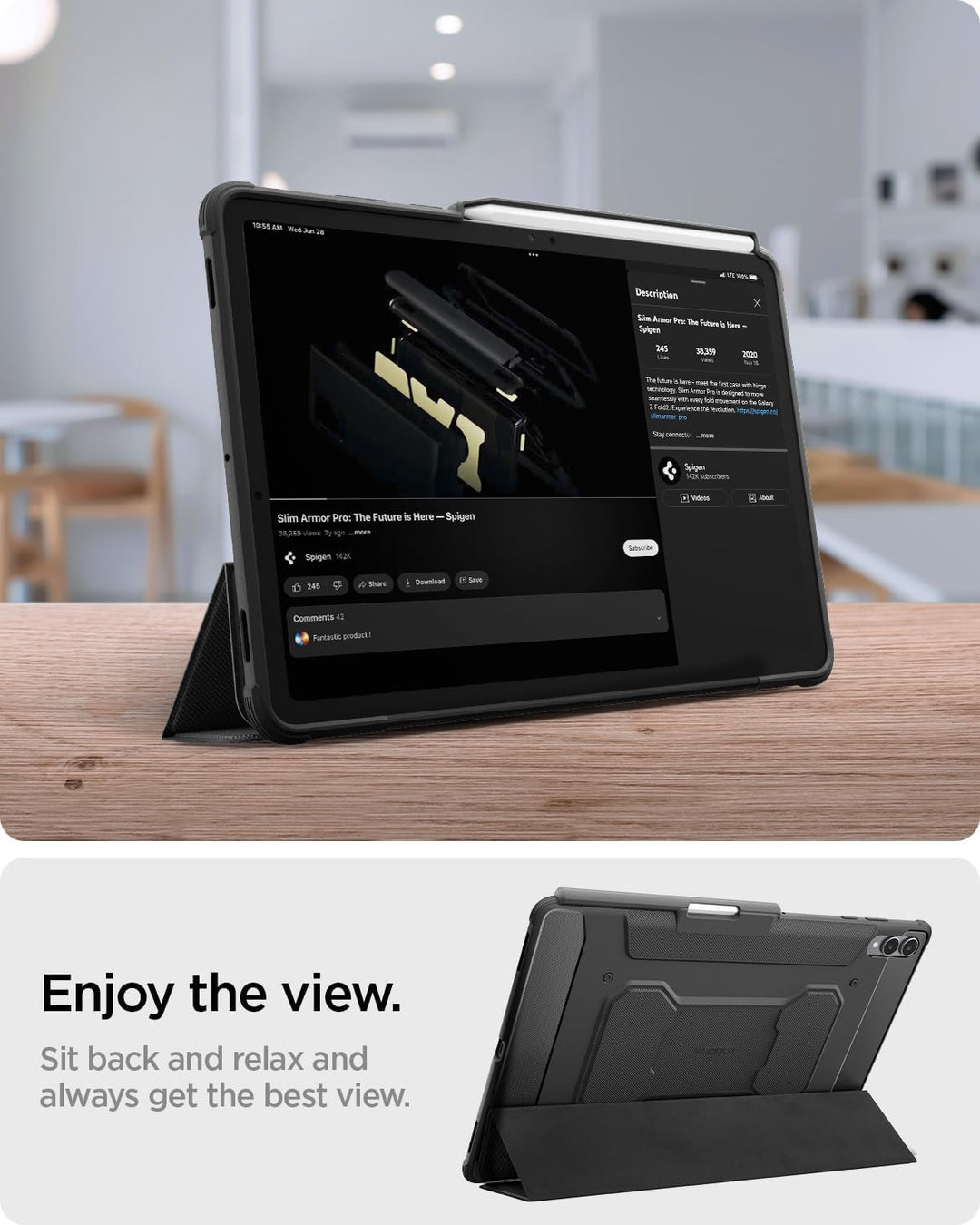 Spigen Rugged Armor Pro Hülle für Galaxy Tab S11 (2025) | Robuste Hülle mit S Pen Halter, Tri Fold C