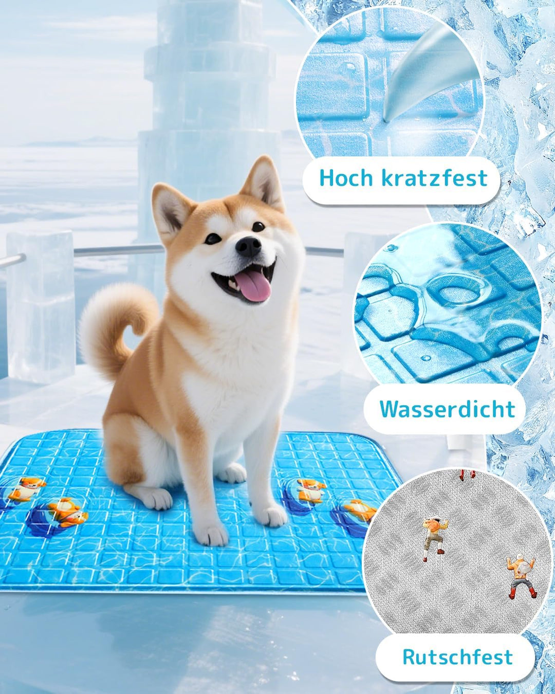 Kühlmatte Hund Kühlbett Für Hunde 60×90CM L|Neu 2026|Hundekühlmatte Selbstkühlend Waschbar Haustier
