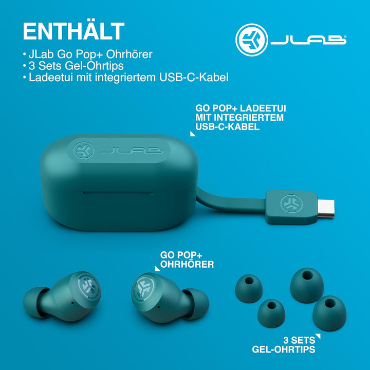 JLab Go Air Pop+ In Ear Kopfhörer kabellos Bluetooth, True Wireless Kopfhörer, 35+ Std. Headphones,