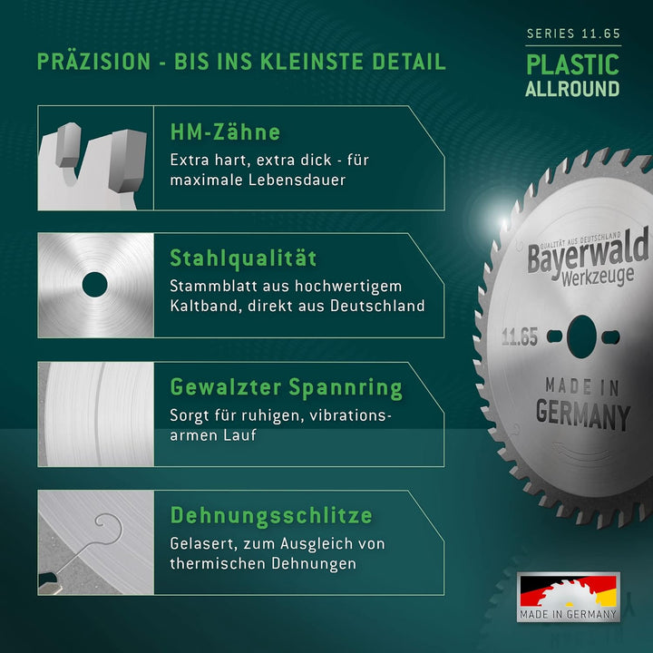 Bayerwald - HM Kreissägeblatt - Ø 250 mm x 3,2 mm x 30 mm | Wechselzahn mit Fase (80 Zähne) | Kombin