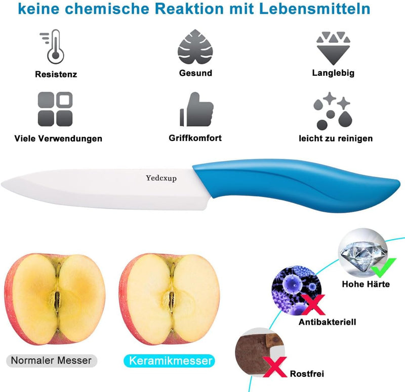 Keramikmesser Set 4 - Sehr scharf Gemüsemesser Gute Handhabung küchenmesser klein, Enthält ein 7.6cm