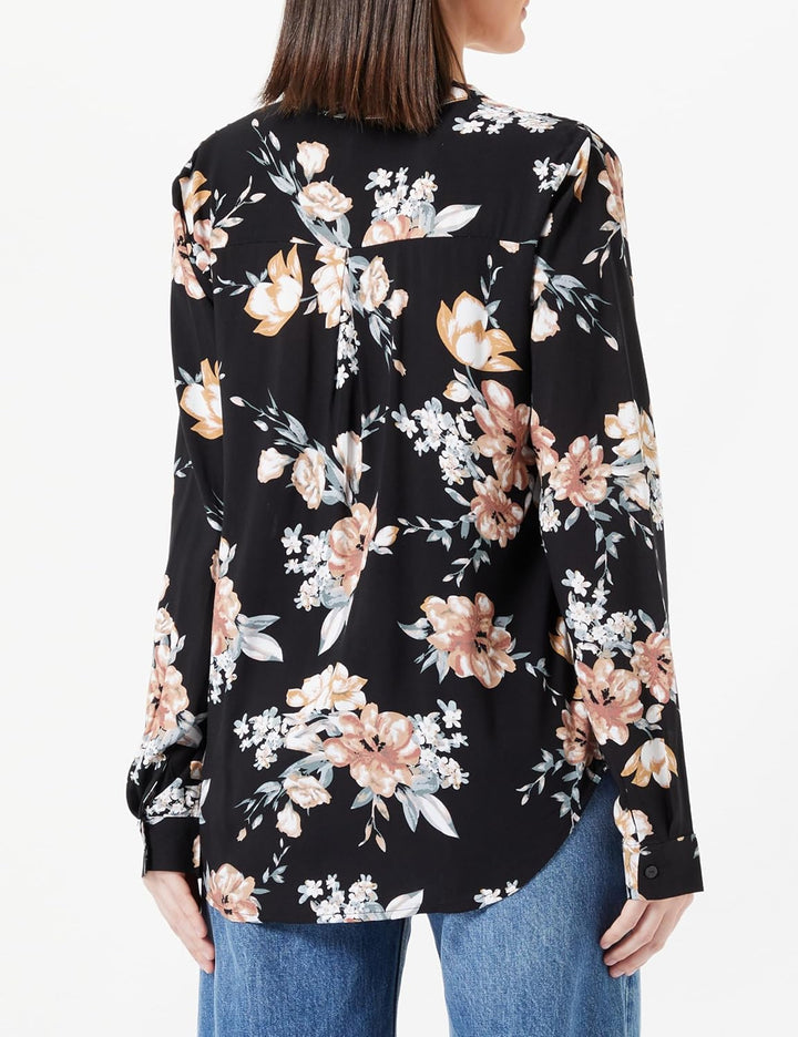 ONLY Damen Onlnova Life L/S V-Neck Shirt AOP Ptm Langarmbluse XS Black/Aop:ay New Rosie Blossom, XS