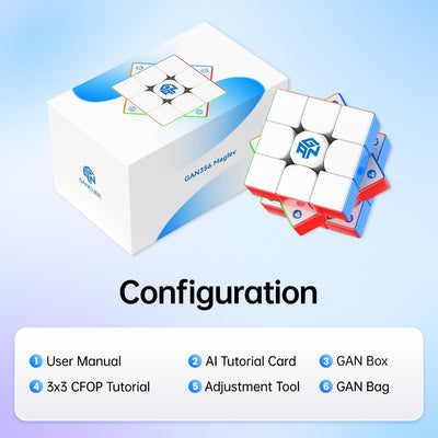 GAN356-Maglev Zauberwürfel Magnetisch 3x3, Profi SpeedCube 56cm, Magic Cube Frost Coated für Kinder