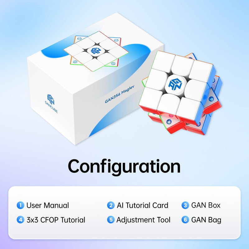 GAN356-Maglev Zauberwürfel Magnetisch 3x3, Profi SpeedCube 56cm, Magic Cube Frost Coated für Kinder
