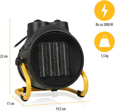 Tristar KA-5060 Elektroheizung (Keramik) - 3 einstellbare Leistungsstufen-2000 Watt, 2000 W, Schwarz