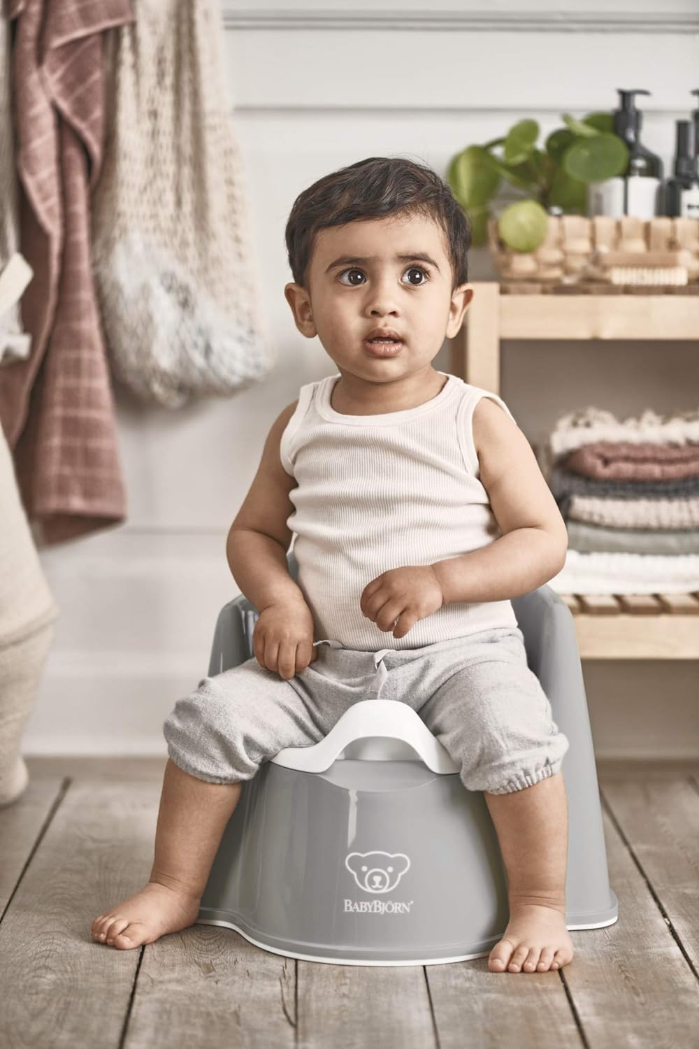 BabyBjörn Topfstuhl, Grau/Weiss, Grau/Weiss
