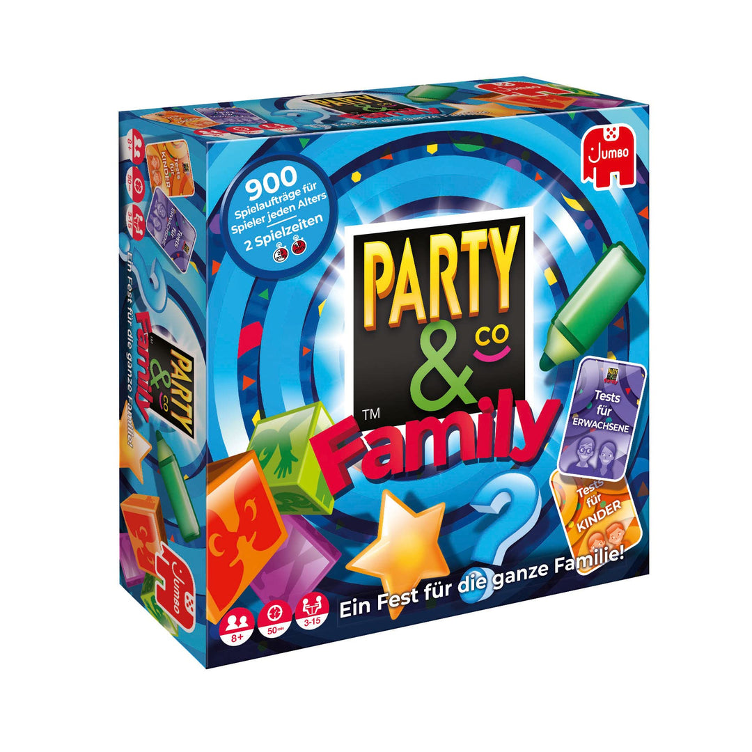 - Party & Co. Family Multi-Test-Brettspiel, 3 bis 15 Spieler, ab 8 Jahren, auf Deutsch