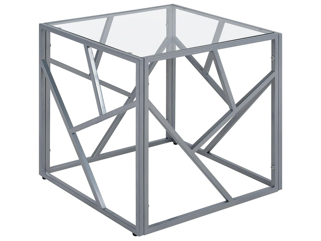 Quadratischer Beistelltisch industrielles Design Glas silber Orland