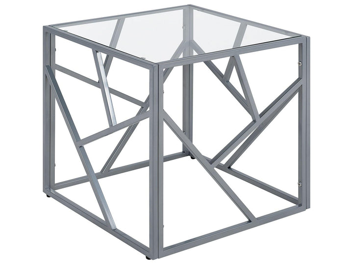 Quadratischer Beistelltisch industrielles Design Glas silber Orland