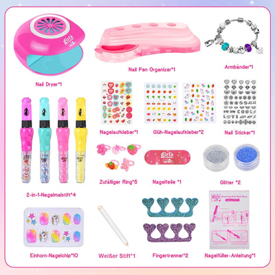 Herefun Nagelstudio Kinder Mädchen, Geschenk Mädchen 6 7 8 9 10 11 12 jahre, Nageldesign Kinder Mädc
