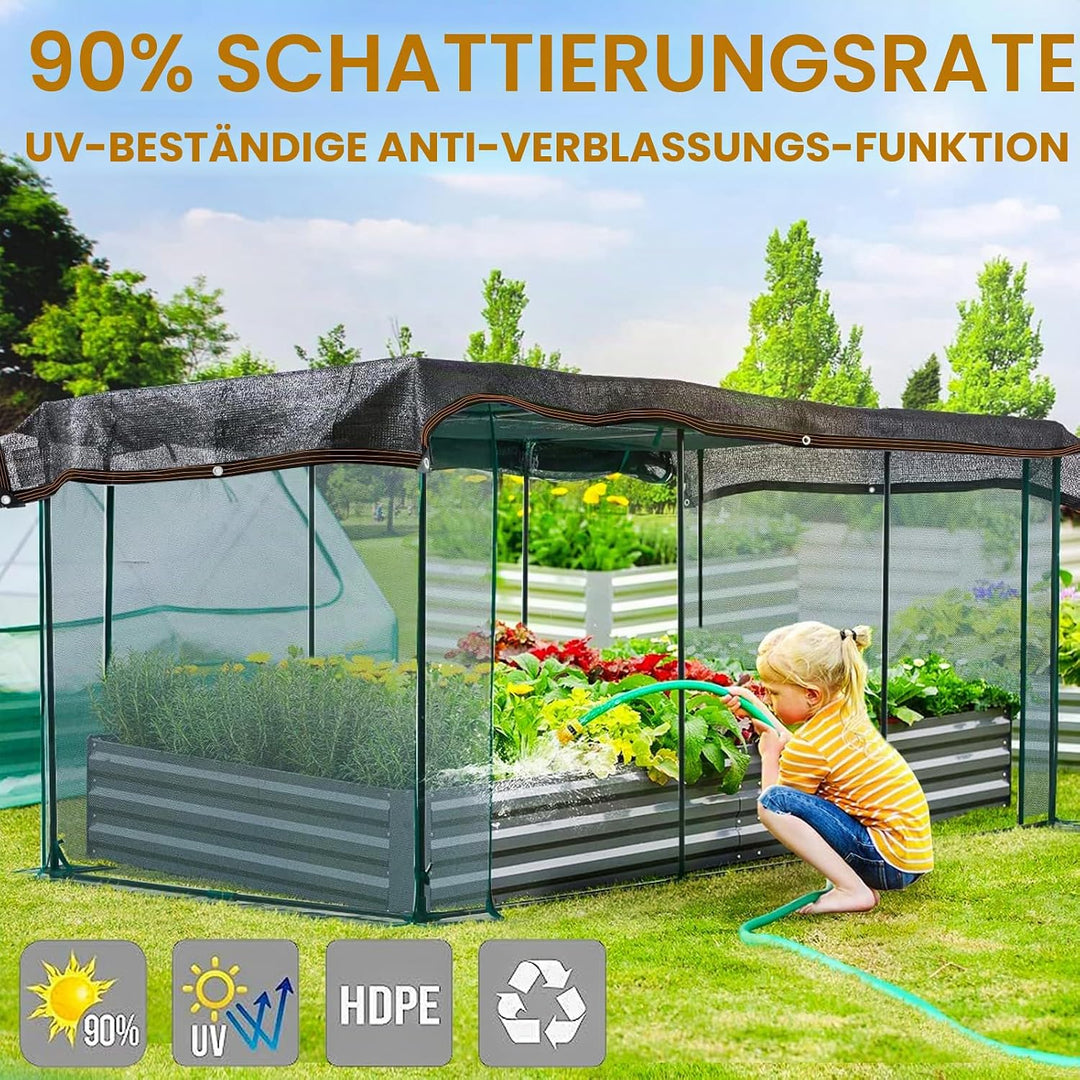 80% Schattierungsnetz, Atmungsaktiv Schattennetz mit Ösen, Beschattungsnetz Terrassendach Sonnenschu