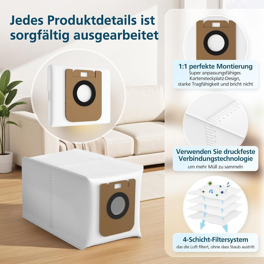 10 Stück Staubbeutel für Dreame D10 Plus / D10s / Z10 Pro / L10 Saugroboter, Ersatzteile für Dreame