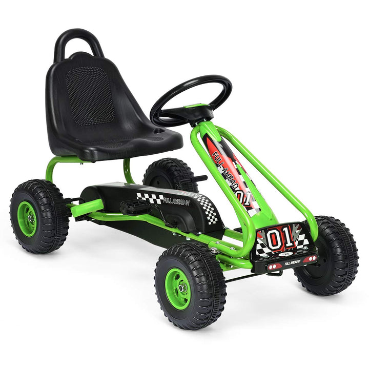 RELAX4LIFE Kinder Gokart mit Handbremse &amp; verstellbarem Sitz, Tretauto mit Pedalen, Tretfahrzeug bis