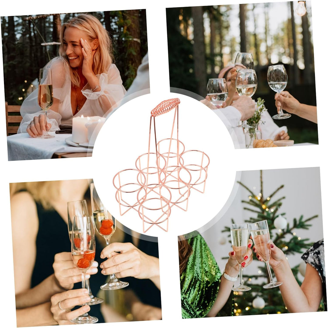 Artibetter Roségold Flaschenträger mit Griff Bier Weinflaschenkorb für Bar Restaurant Zuhause Prakti