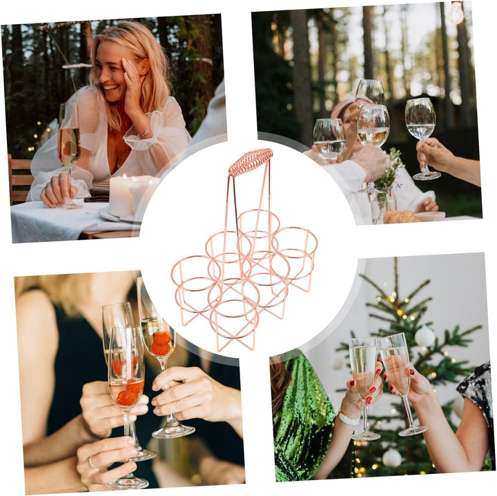 Artibetter Roségold Flaschenträger mit Griff Bier Weinflaschenkorb für Bar Restaurant Zuhause Prakti
