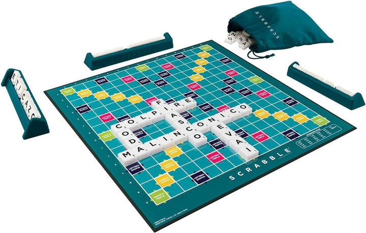 Mattel Games Scrabble Original, Italienische Version, Gesellschaftsspiel, Brettspiel, Familienspiel,