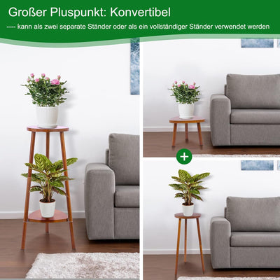 Yedcxup Blumenständer Stabil Blumenständer Holz, 2-stufiger umwandelbarer Pflanzenständer leichter A