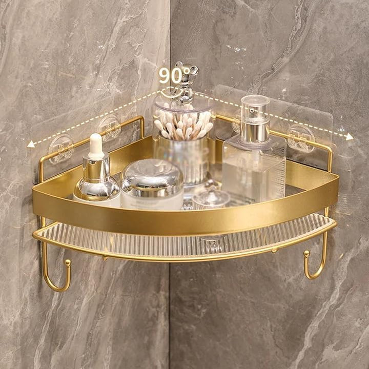 Duschregal 2er-Pack Eck-Duschregale mit Haken, dreieckige Duschregale zur Wandmontage, Dusch-Organiz