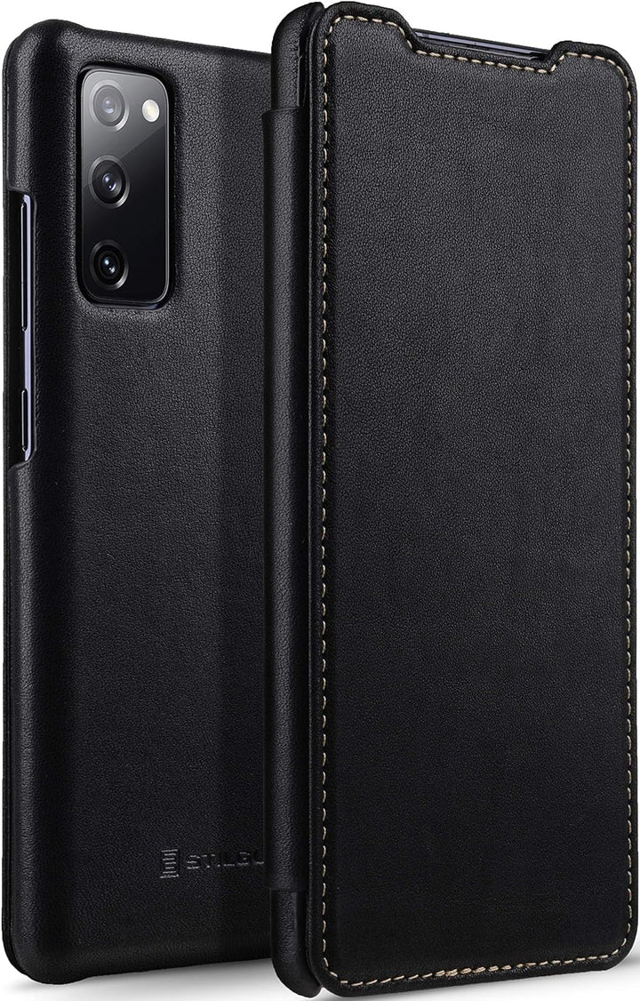 STILGUT Book Case kompatibel mit Samsung Galaxy S20 FE Hülle aus Leder zum Klappen, Klapphülle, Hand