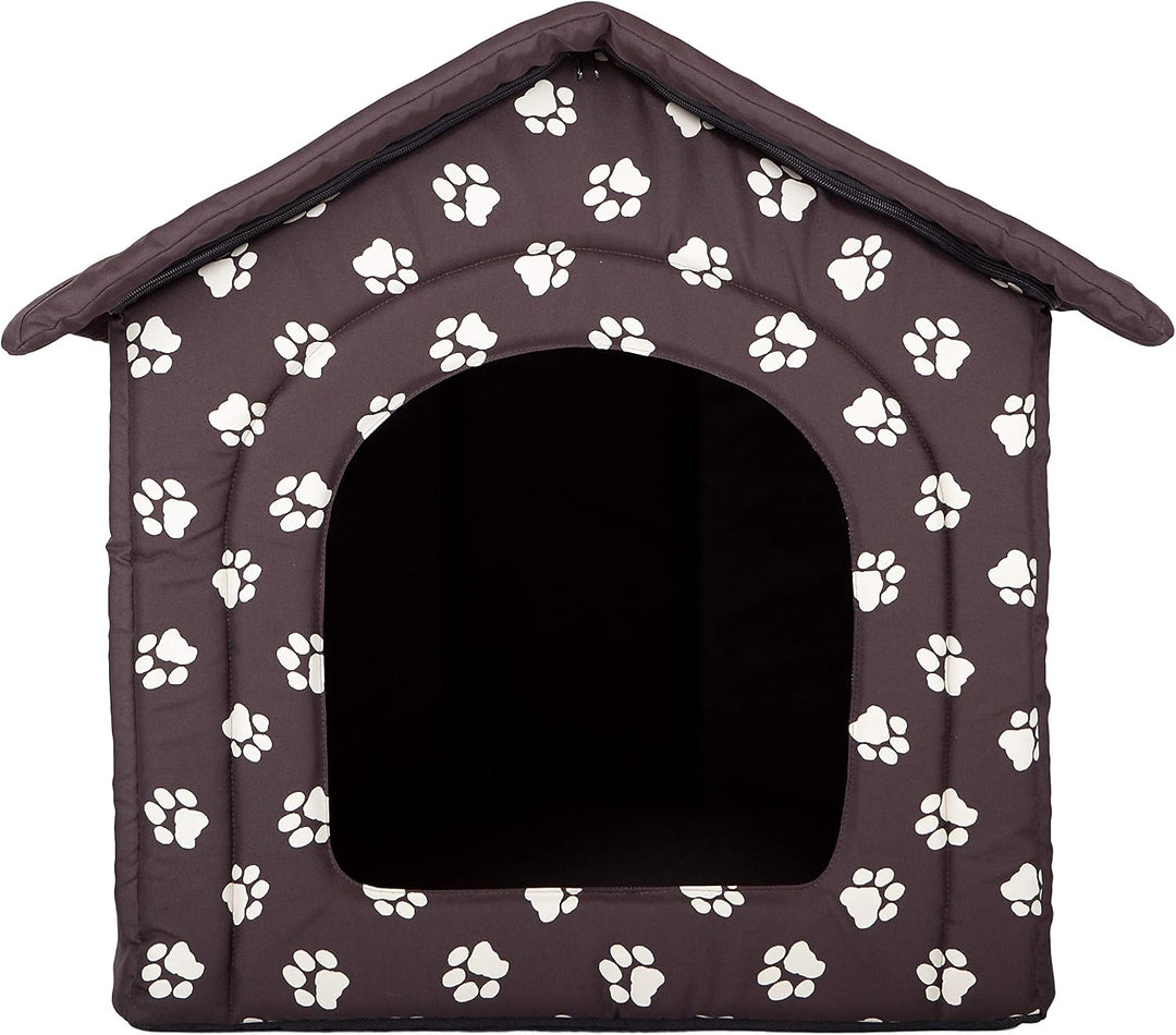 PillowPrim Hundehütte Hundehöhle Hundebett Hundehaus Katzenhöhle Tierbett XL - 60x55 cm braun mit Pf