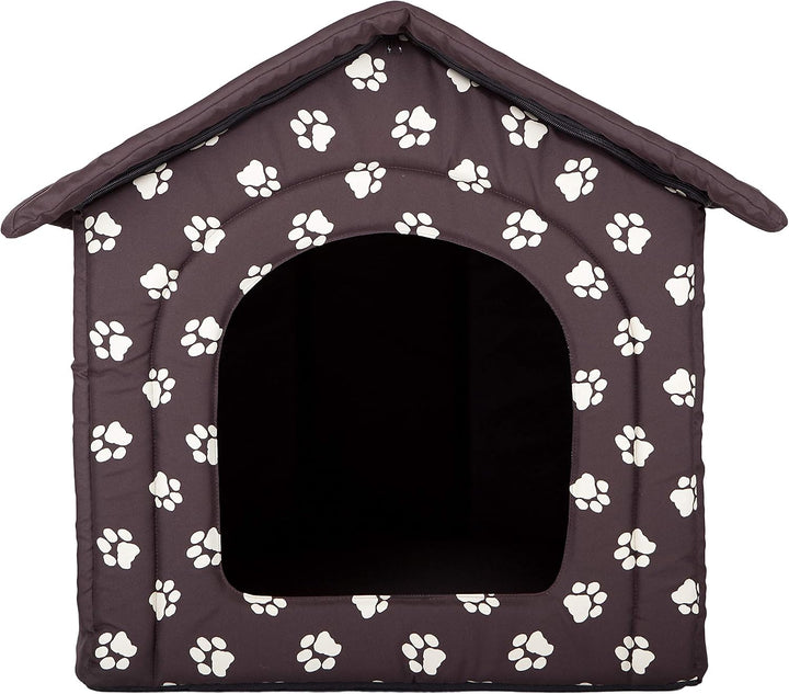 PillowPrim Hundehütte Hundehöhle Hundebett Hundehaus Katzenhöhle Tierbett XL - 60x55 cm braun mit Pf