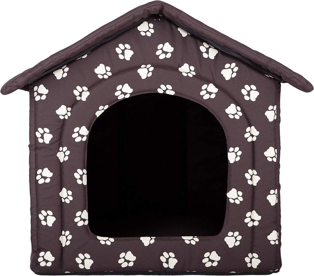 PillowPrim Hundehütte Hundehöhle Hundebett Hundehaus Katzenhöhle Tierbett XL - 60x55 cm braun mit Pf