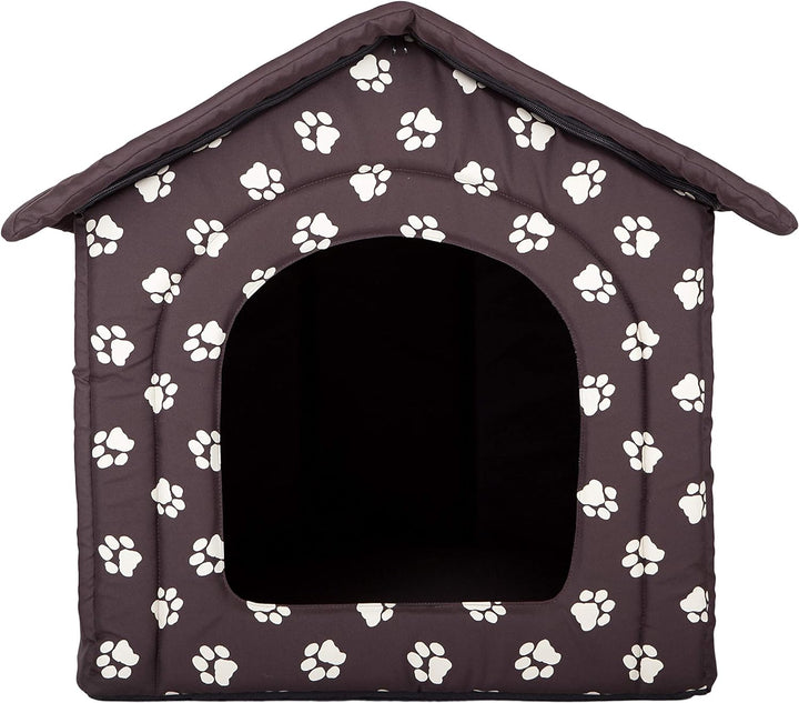 PillowPrim Hundehütte Hundehöhle Hundebett Hundehaus Katzenhöhle Tierbett XL - 60x55 cm braun mit Pf