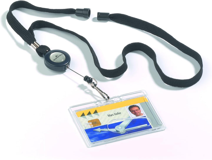 Durable Halsband mit Sicherheitsverschluss und ausziehbarem Federhaken, 10 Stück, schwarz, 822301