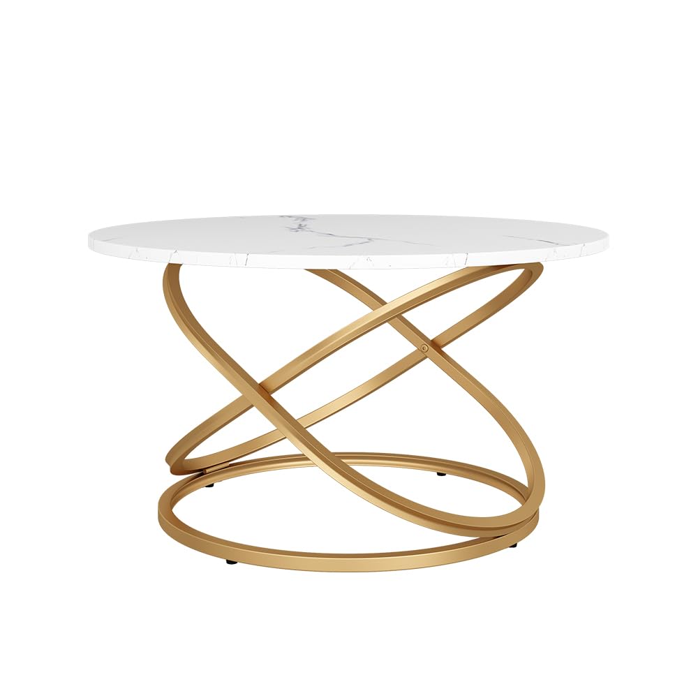 Vicco Couchtisch Calgary, Weiss/Gold, 79.5 x 46 cm mit grosse Arbeitsfläche, Weiss/Gold