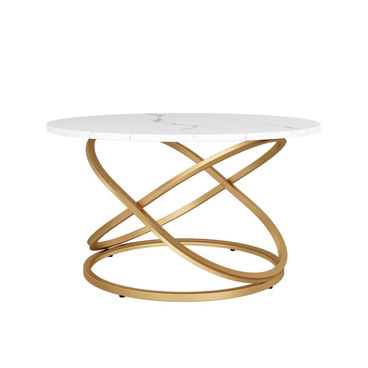 Vicco Couchtisch Calgary, Weiss/Gold, 79.5 x 46 cm mit grosse Arbeitsfläche, Weiss/Gold