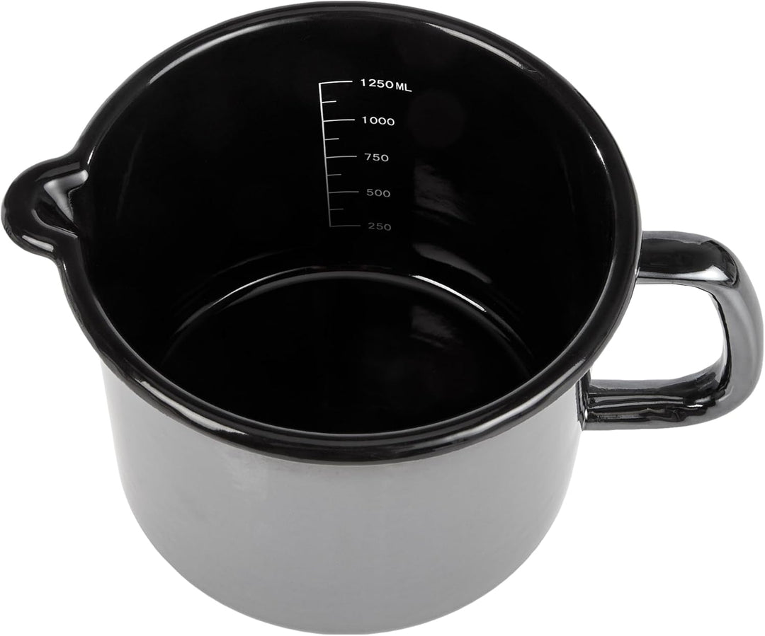 GSW 255141 Profi-Black-Star Milchtopf 14cm, Emaille, schwarz, 14 cm, 21 x 15.5 x 12 cm
