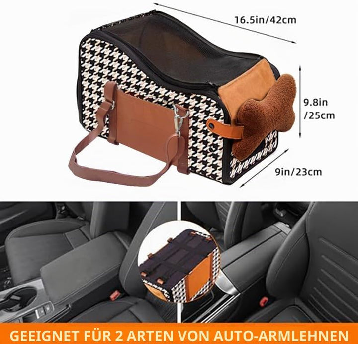 Amoilly Hundeautositz, Mittelkonsole Welpen-Autositz, Katzenerhöhung für Auto, schmutzabweisende, tr