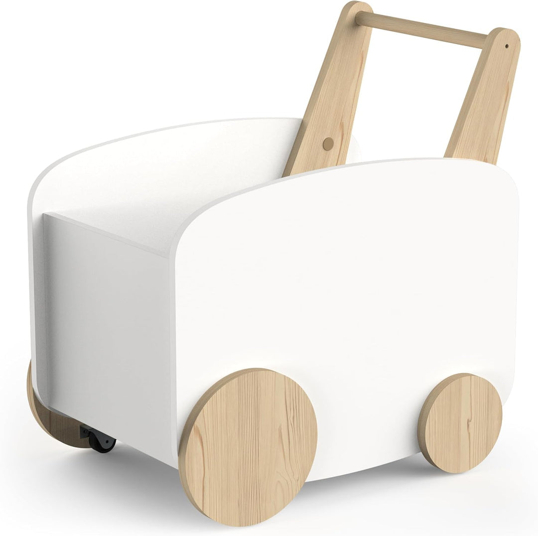 habeig Lauflernwagen, Spieltruhe, Spielzeugbox für Kinderzimmer, MDF & Echtholz, 50x53x35 cm, Rollba