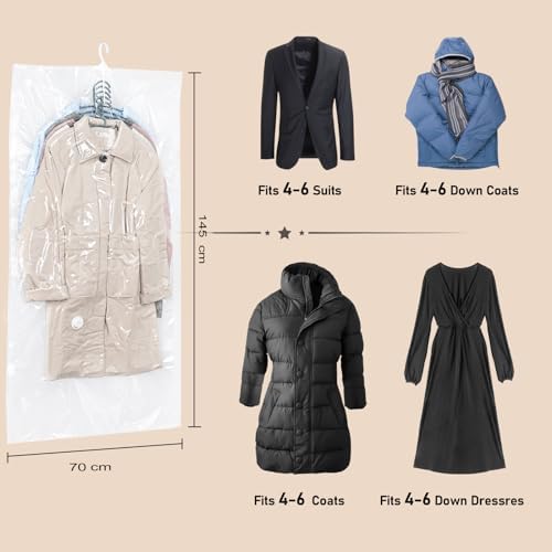 Vakuumbeutel zum Aufhängen, platzsparende Vakuumbeutel für Kleidung, Anzüge, Kleider, Mäntel oder Ja