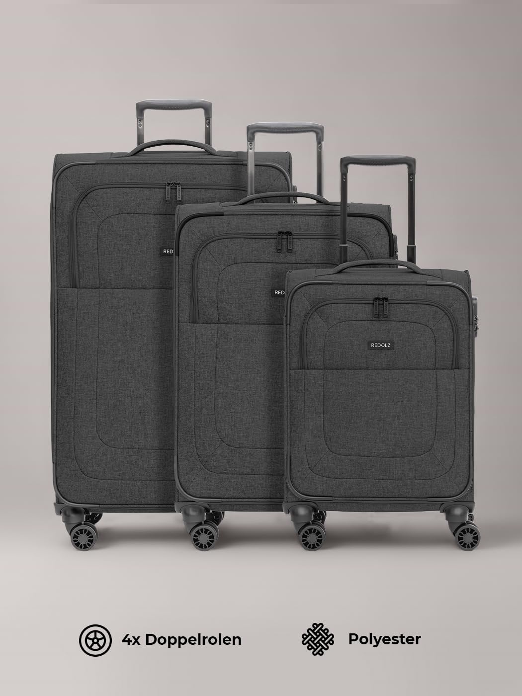 REDOLZ Koffer-Set 3-teilig für Damen & Herren | leichte & stabile Reise-Trolleys, hochwertiges Softc