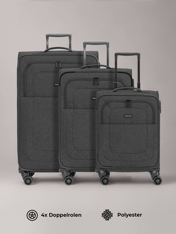 REDOLZ Koffer-Set 3-teilig für Damen & Herren | leichte & stabile Reise-Trolleys, hochwertiges Softc