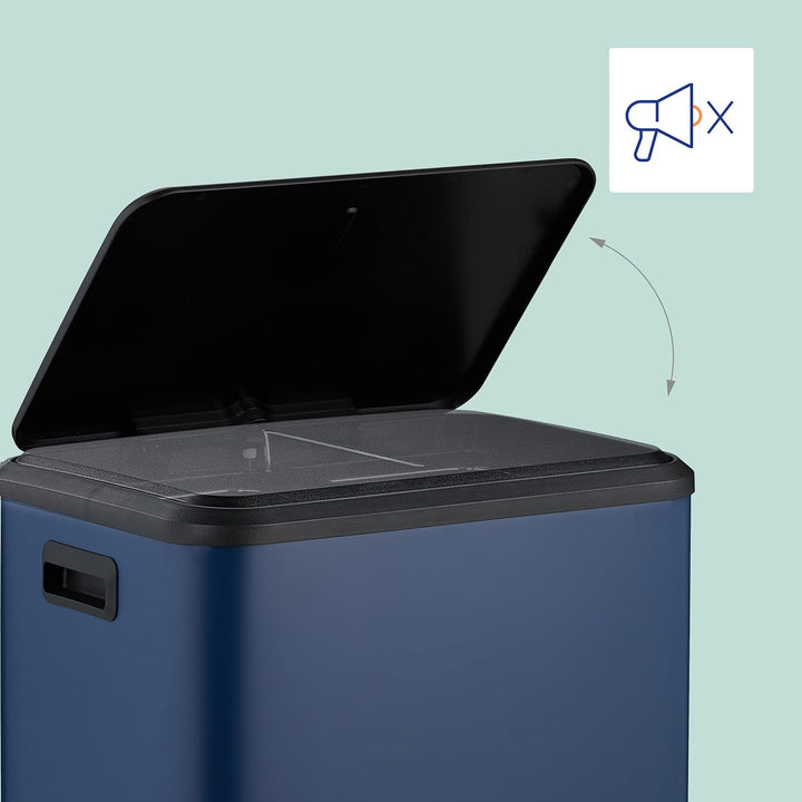 Relaxdays Mülleimer 2 x 15 Liter, Küchenmülleimer mit entnehmbare Inneneimer, Absenkautomatik und Tr