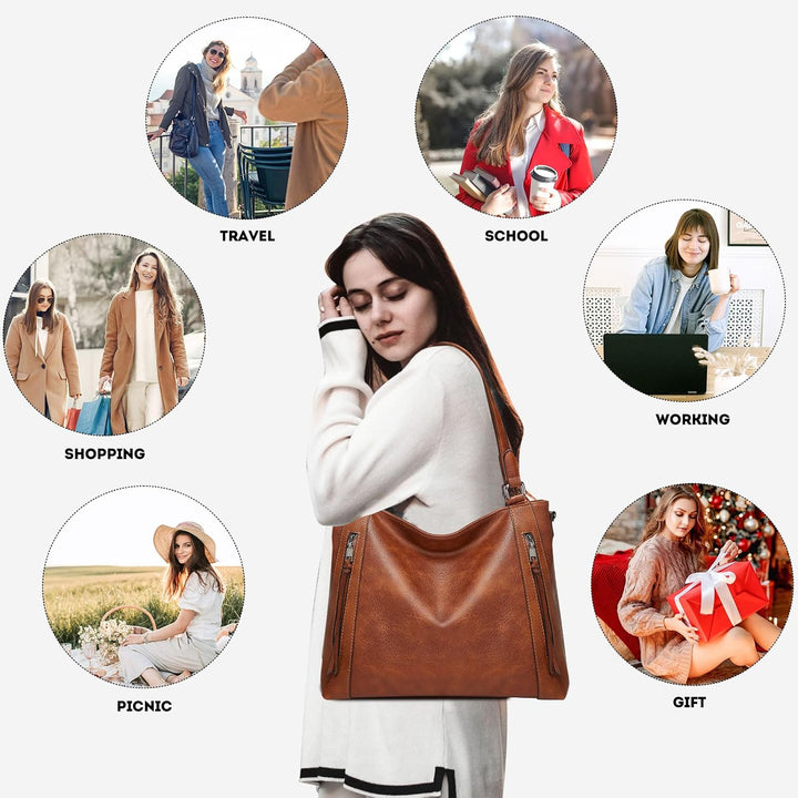 Long Keeper Handtasche Damen Gross - Tote Bag Shopper Damen Leder Umhängetasche Damen Schultertasche